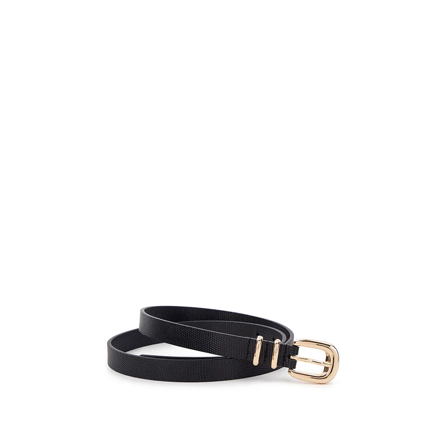 ADELE BELT - BLACK LIZARD LEATHER