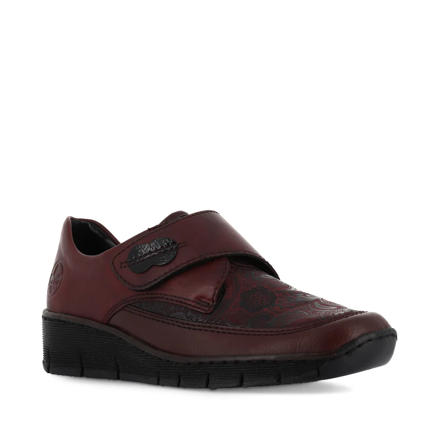 CARIE 537C0 - BURGUNDY LEATHER/STRETCH COMBO - Image 3