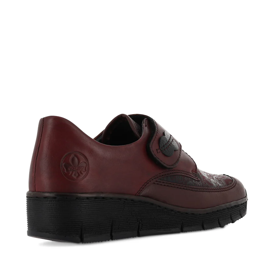 CARIE 537C0 - BURGUNDY LEATHER/STRETCH COMBO - Image 4