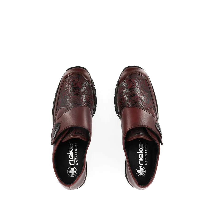 CARIE 537C0 - BURGUNDY LEATHER/STRETCH COMBO - Image 5