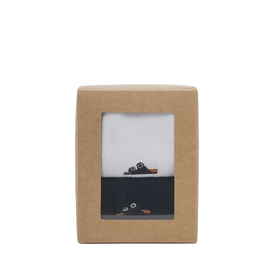 COTTON RIBBED SOCKS 2 PACK - BLACK/WHITE