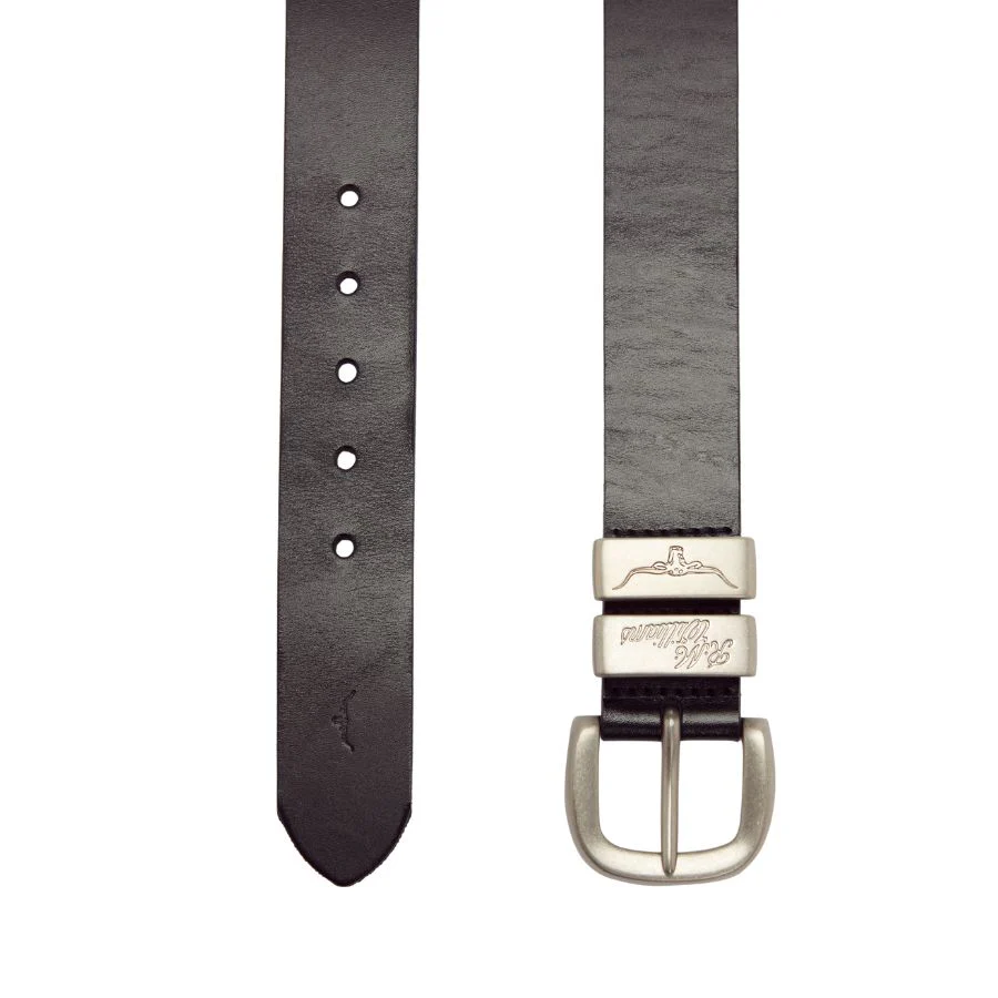 DROVER BELT 1 1/2" 3 PIECE SOLID HIDE LEATHER - BLACK - Image 2