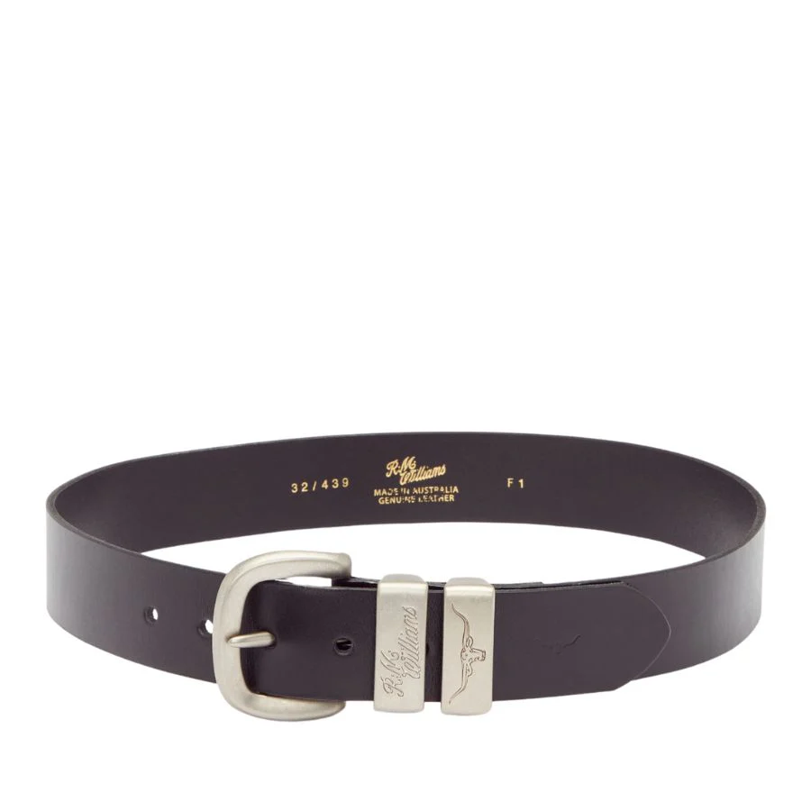 DROVER BELT 1 1/2" 3 PIECE SOLID HIDE LEATHER - BLACK - Image 4