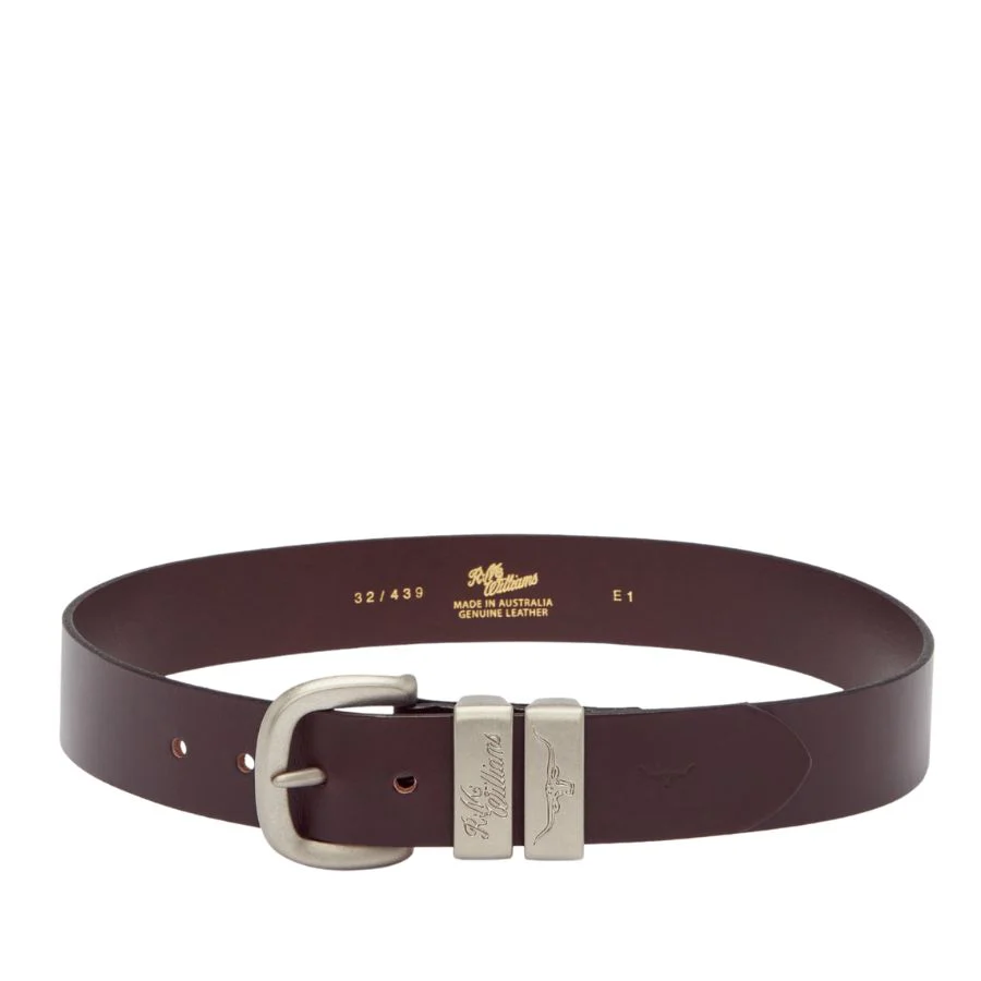 DROVER BELT 1 1/2" 3 PIECE SOLID HIDE LEATHER - CHESTNUT - Image 4
