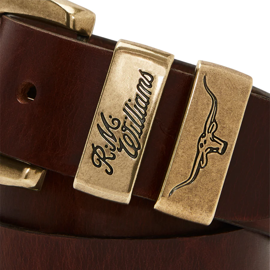 DROVER BELT 1 1/2" DOUBLE BUTT LEATHER - MID BROWN - Image 2