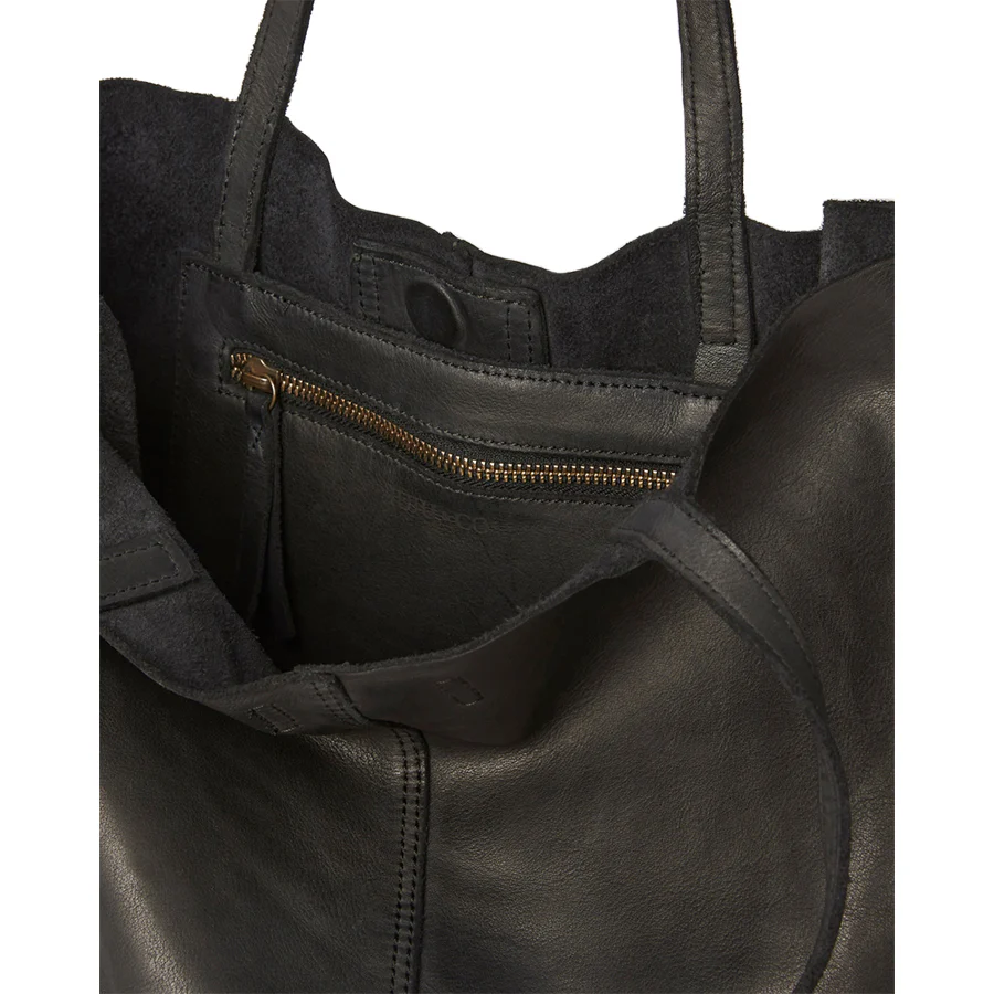 BABY UNLINED TOTE - BLACK LEATHER - Image 3