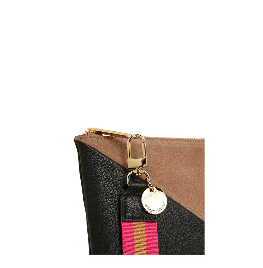PAIGE CLUTCH SPLICE - BLACK PEBBLE & FAWN SUEDE - Image 3
