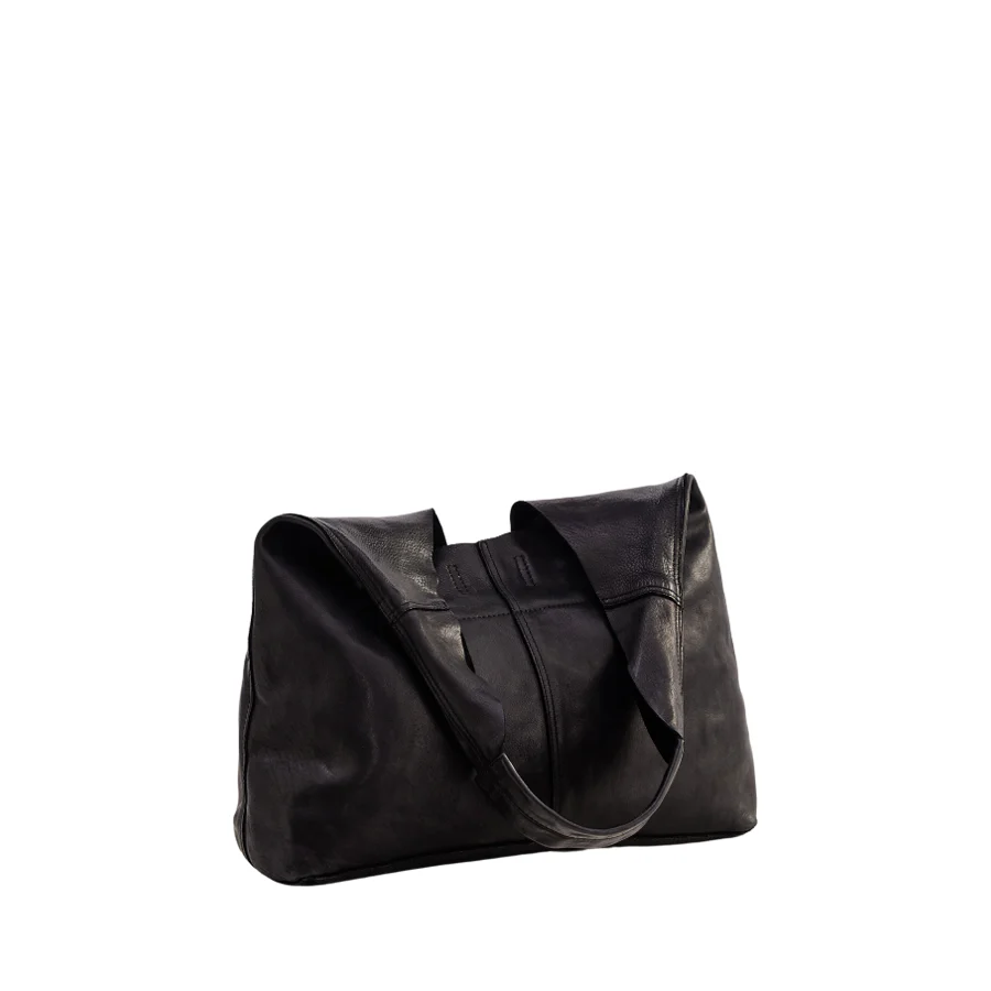 UNLINED SLOUCHY TOTE - BLACK LEATHER - Image 2