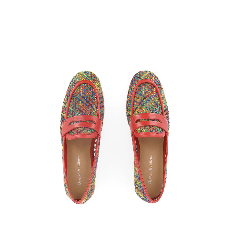 IRAS - BRIGHT MULTI RED RAFFIA LEATHER - Image 5