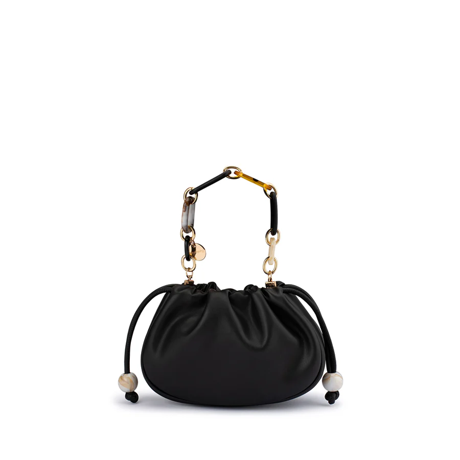 MAVIS ACRYLIC HANDLE POUCH - BLACK