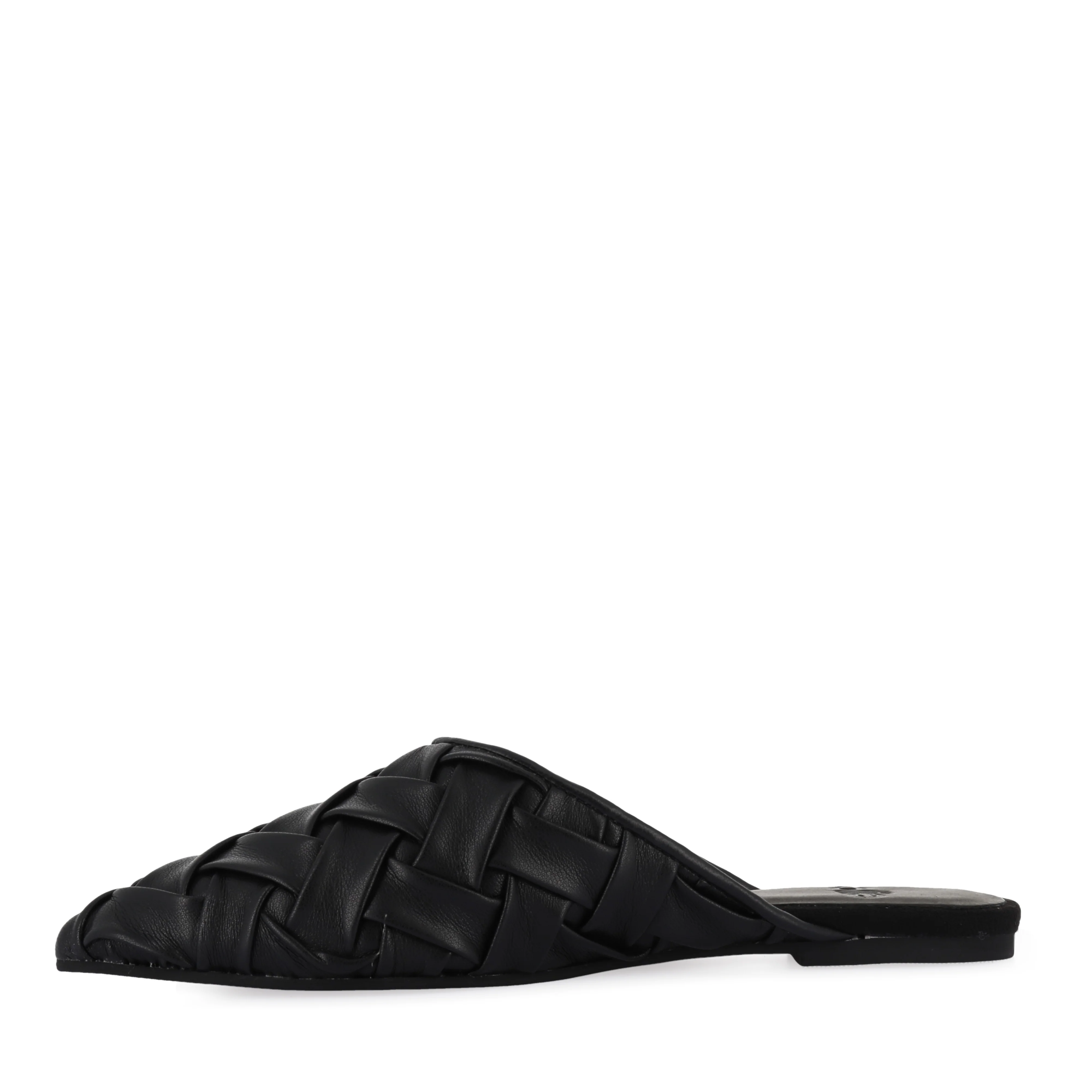 POINTED MULE SOFT - WOVEN BLACK LEATHER - Image 2