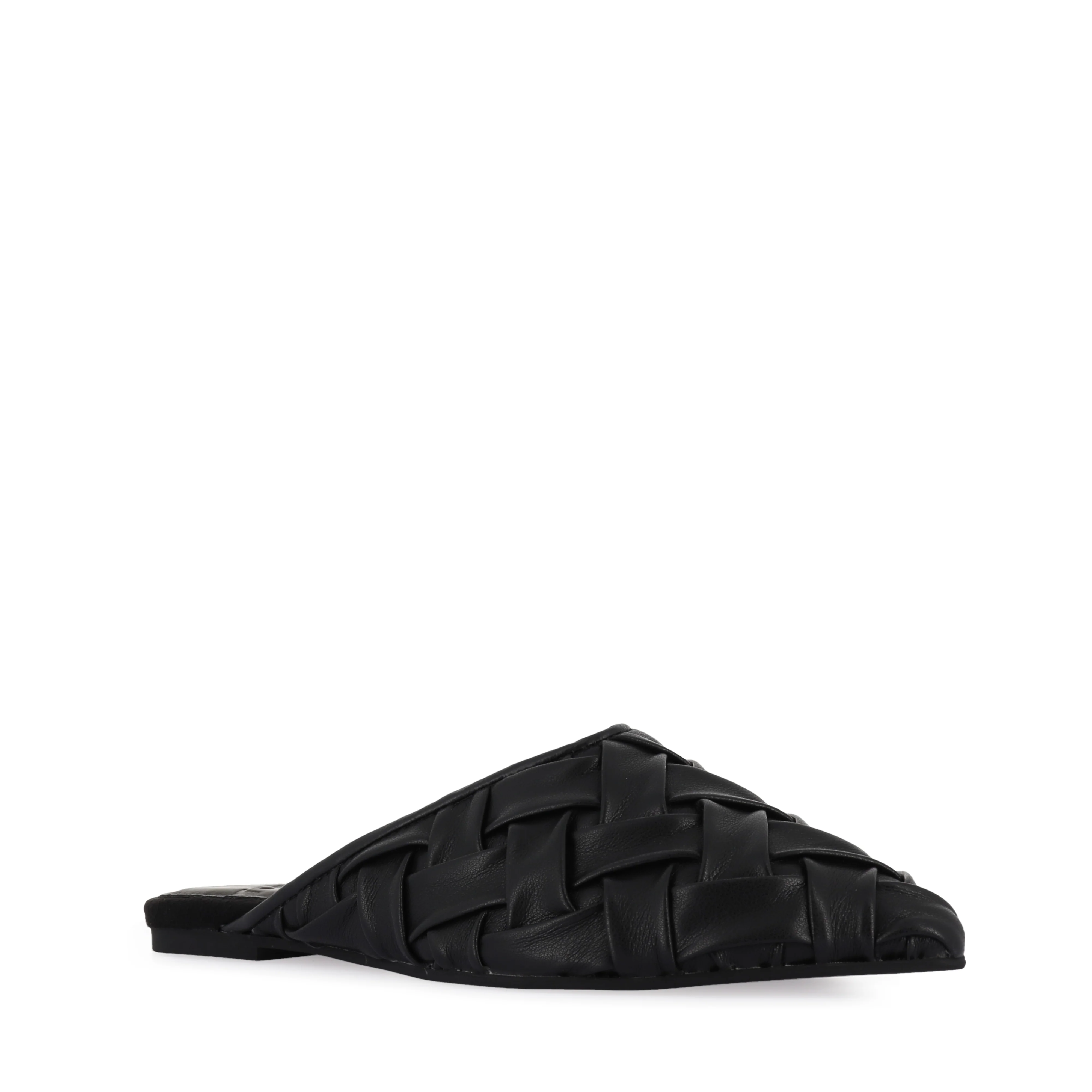 POINTED MULE SOFT - WOVEN BLACK LEATHER - Image 3