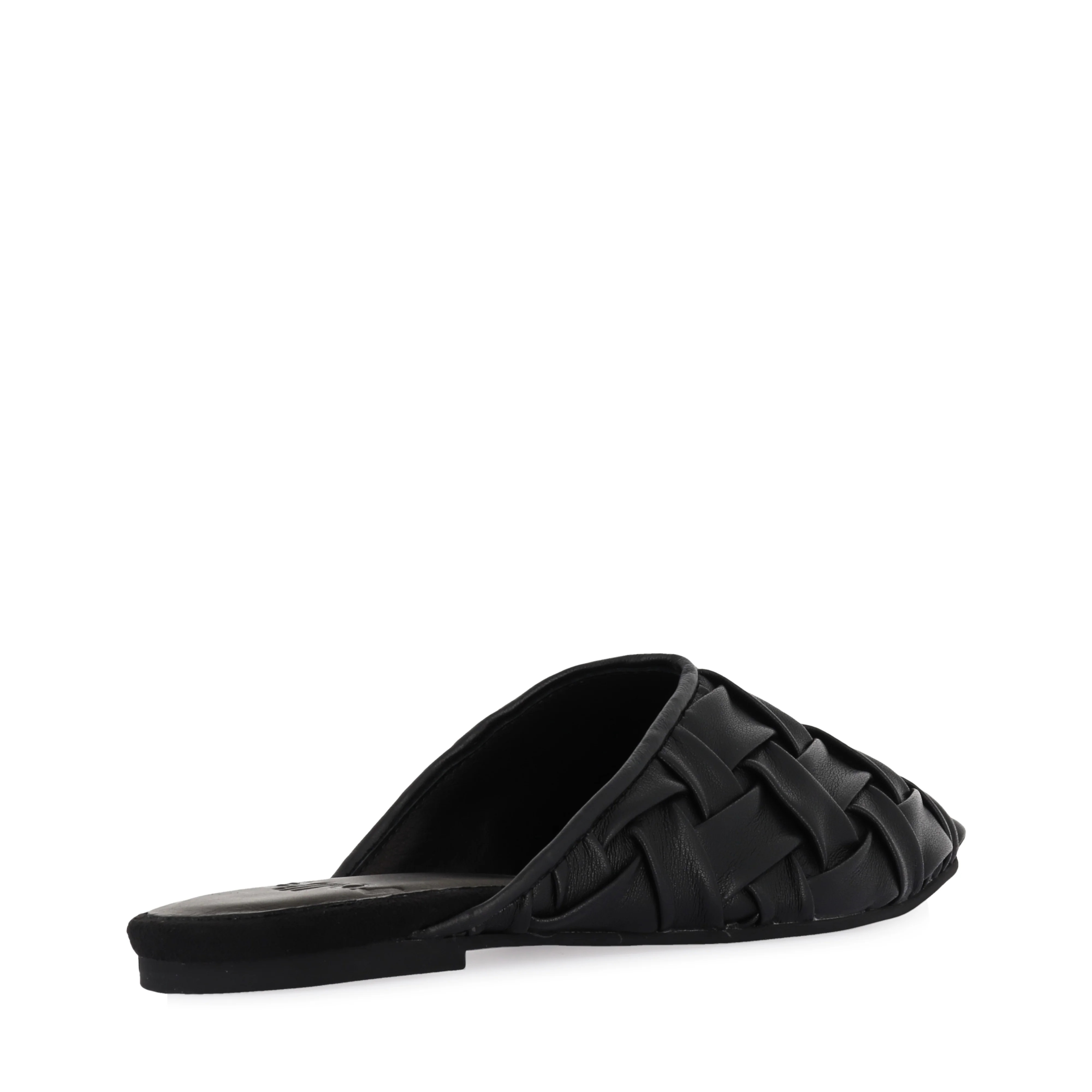 POINTED MULE SOFT - WOVEN BLACK LEATHER - Image 4