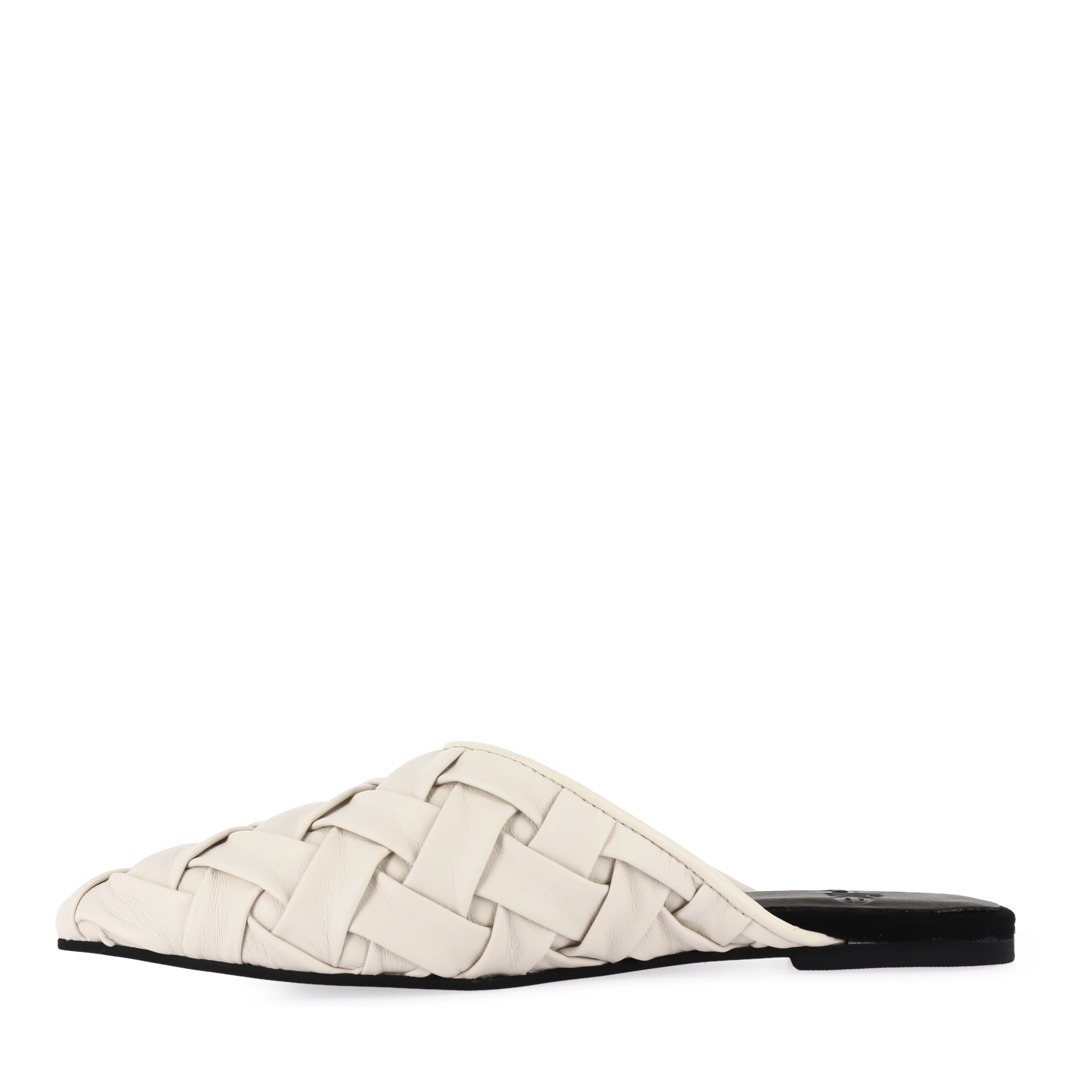 POINTED MULE SOFT - WOVEN WHITE LEATHER - Image 2