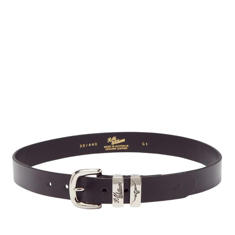 SLIM DROVER BELT 1 1/4" 3 PIECE SOLID HIDE LEATHER - BLACK - Image 4