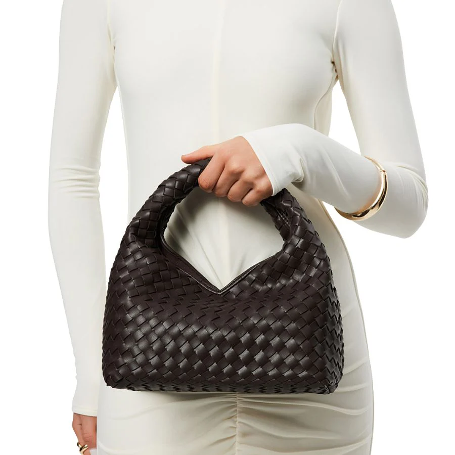 SOLENE WOVEN HANDLE BAG - CHOCOLATE - Image 2