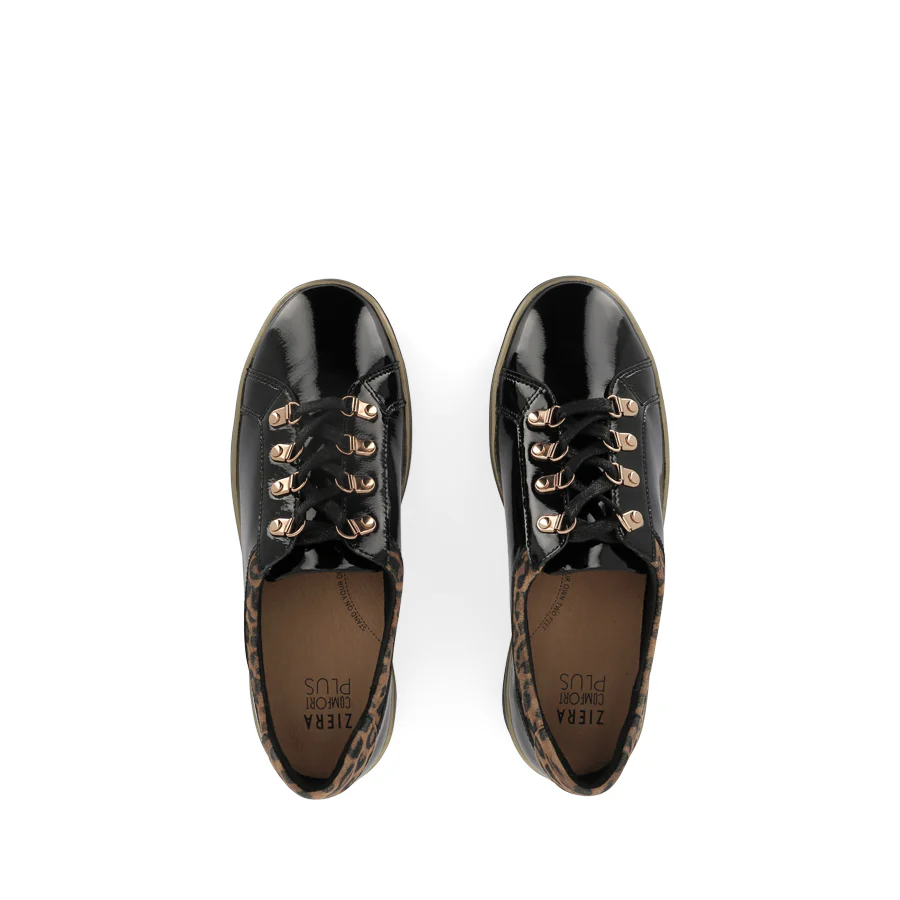ZABBEY W - BLACK TAN LEOPARD PATENT-SUEDE - Image 5